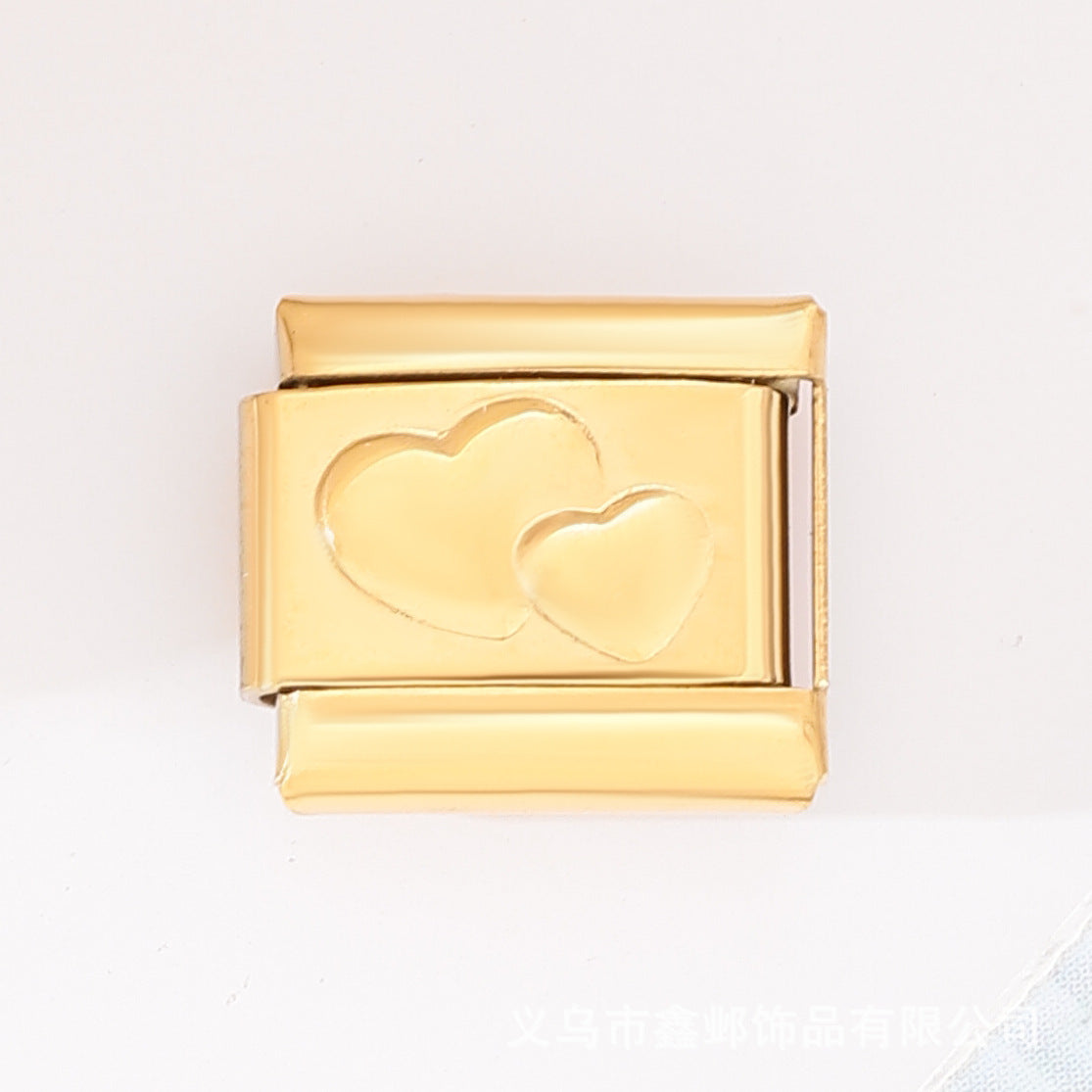 Wholesale Double Heart Gemstone Bracelet,  Stainless Steel Splicing Jewelry Accessory,  Chic Gift for Everyday Wear