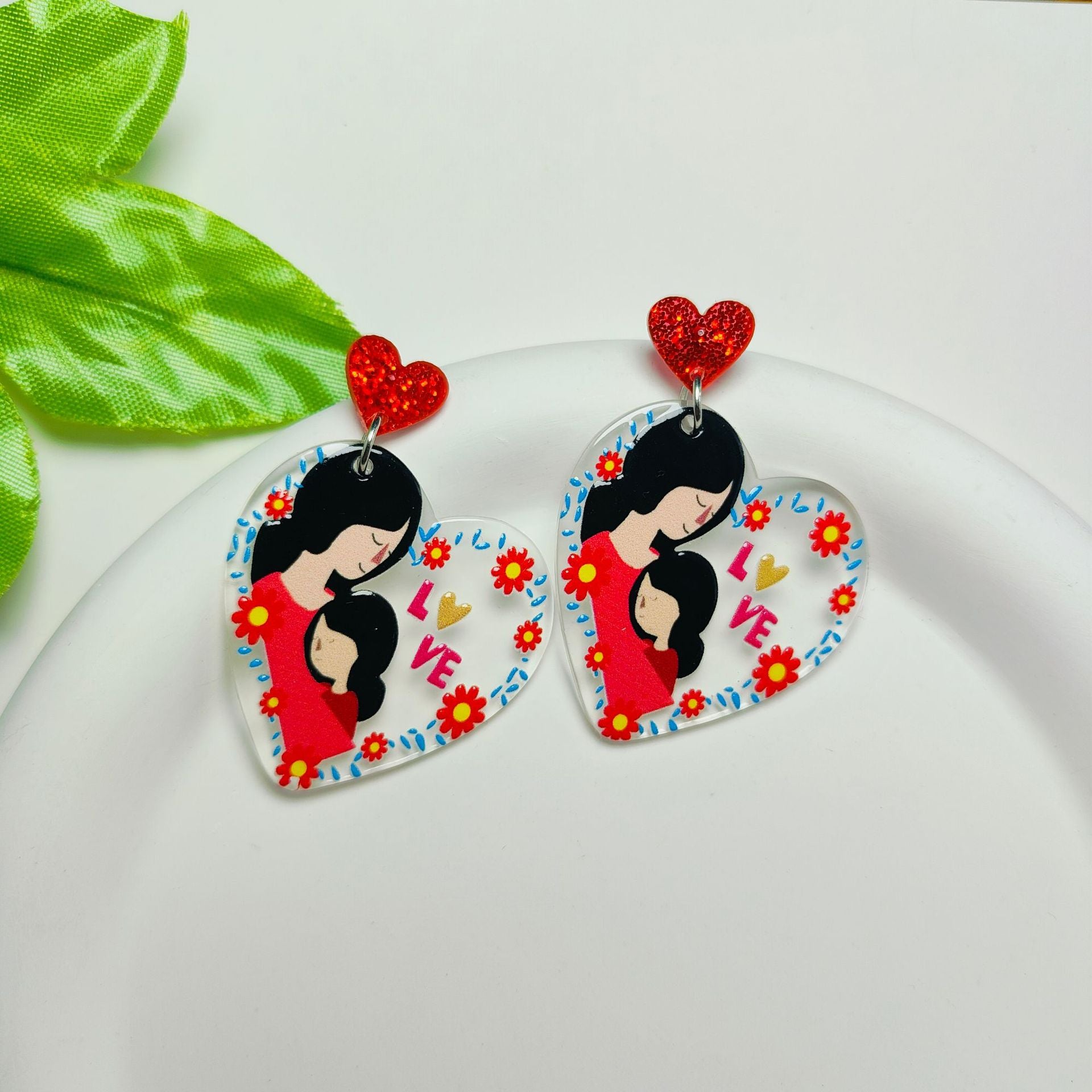 Wholesale Mother's Day Love Acrylic Sheet Letter Earrings ACC-ES-Qiyu007