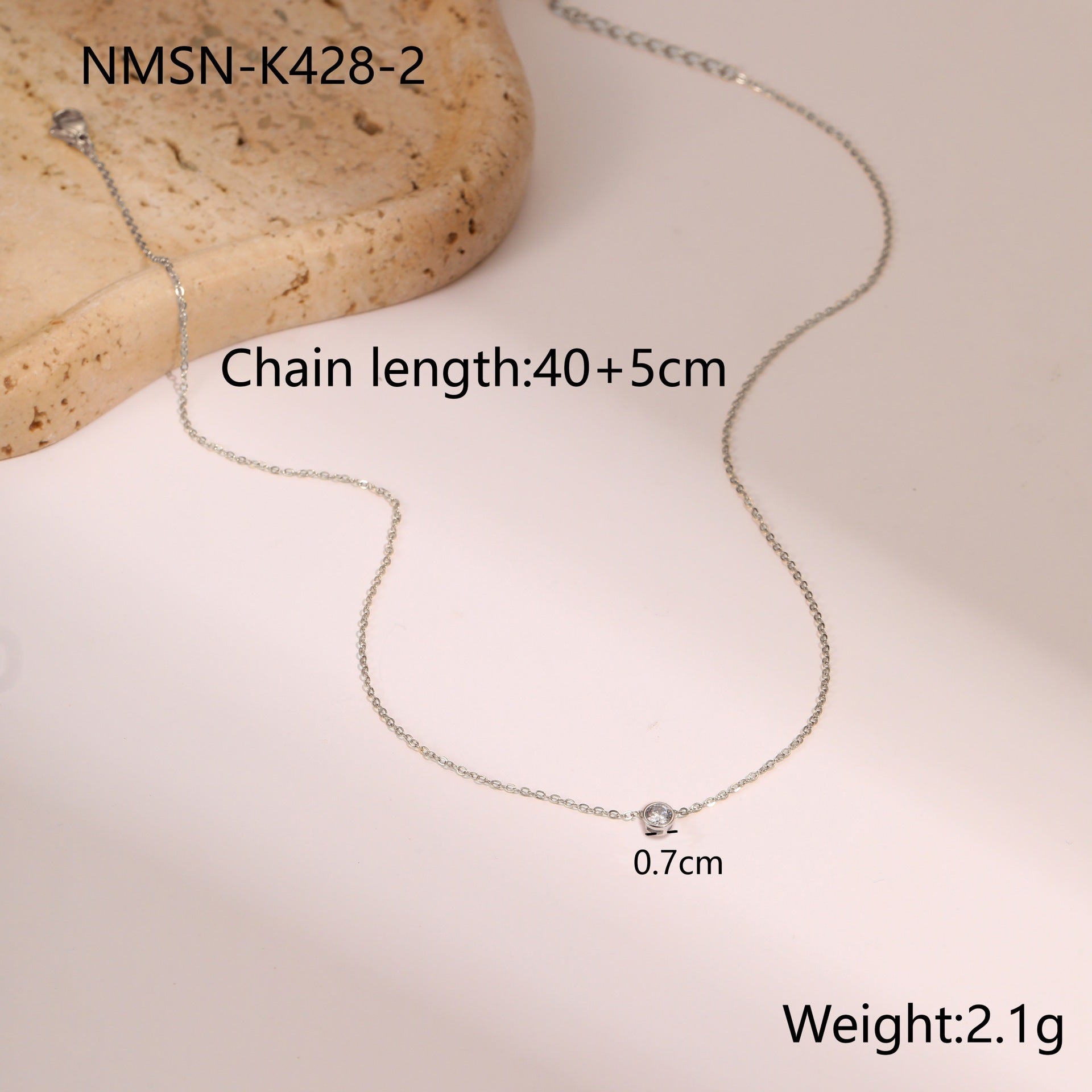 Wholesale Stainless Steel Double-Layer Clavicle Necklace with Inlaid Square and Teardrop Zirconia