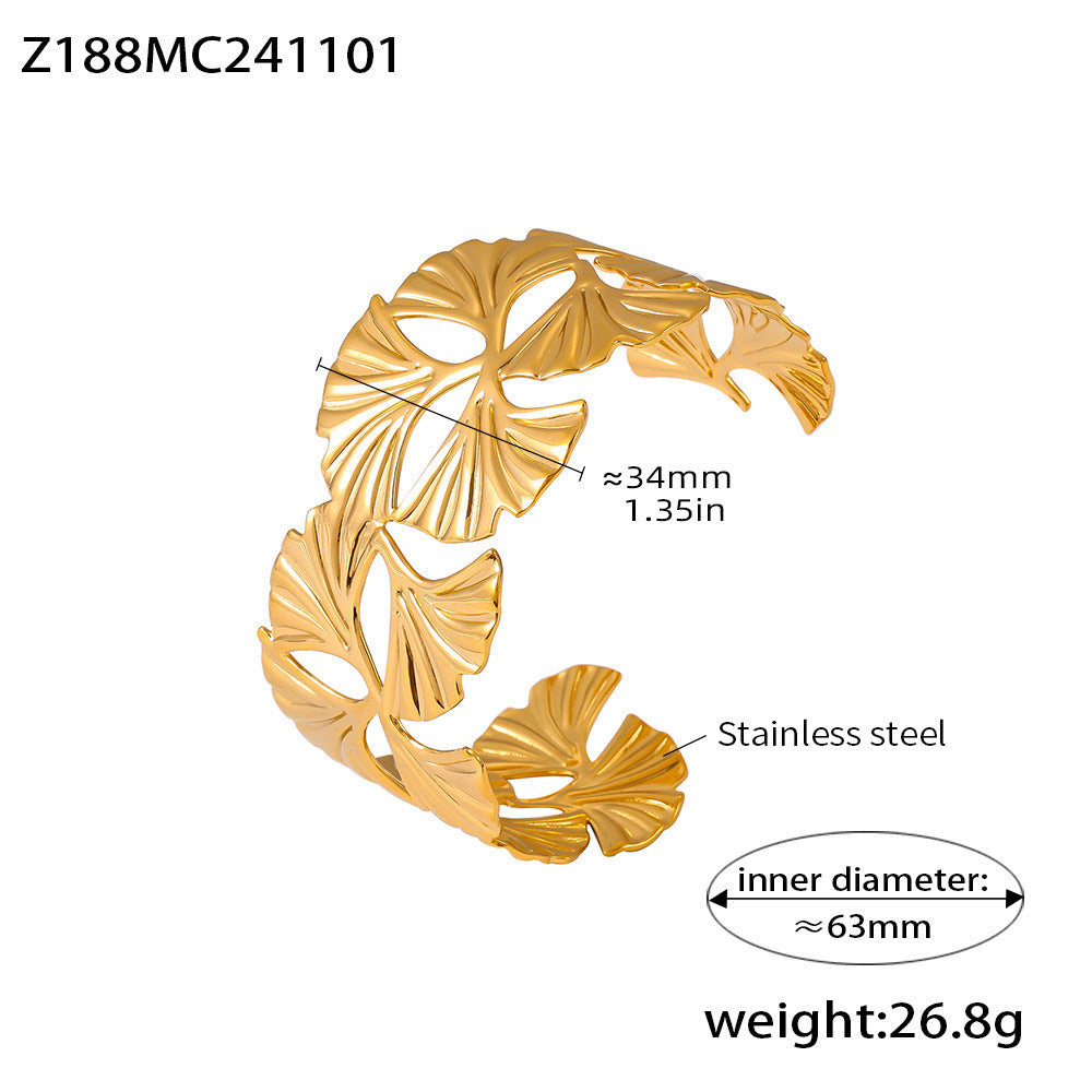 Wholesale Stainless Steel  Flower Hollow Opening Bracelet