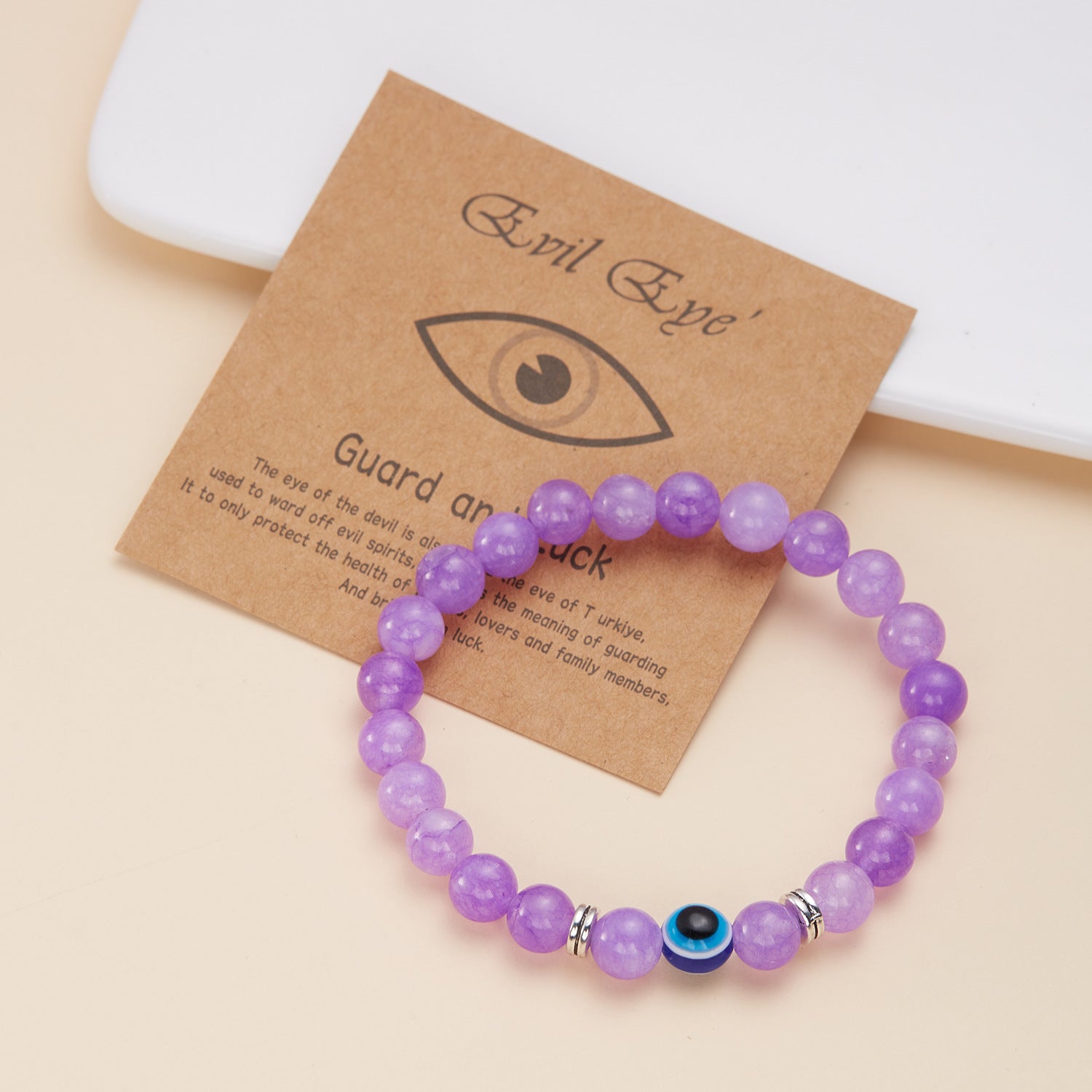 Bracciale con occhi del diavolo con perline da 8 mm, occhi azzurri all'ingrosso