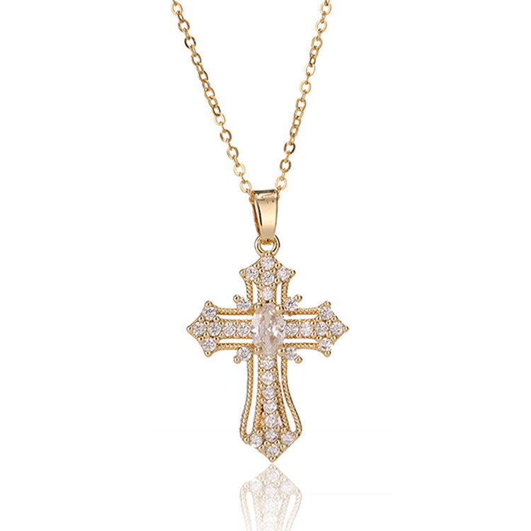 Wholesale Vintage Gold Cross Necklaces Zircon Clavicle Chain Choker Necklace ACC-NE-SY010