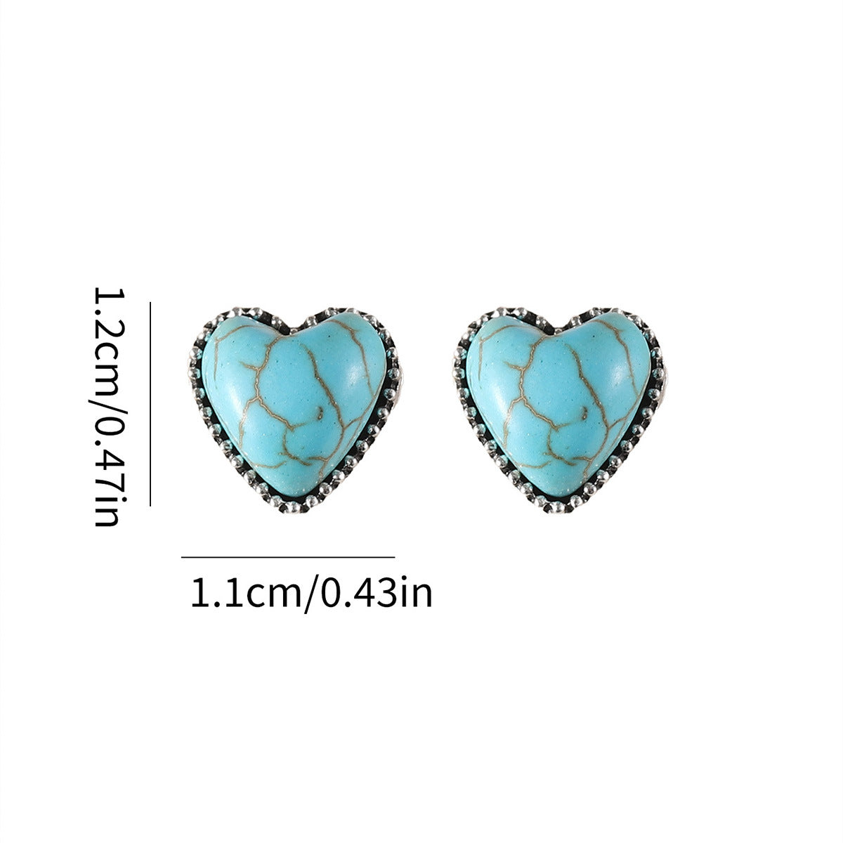 Wholesale Heart-shaped turquoise stud earrings