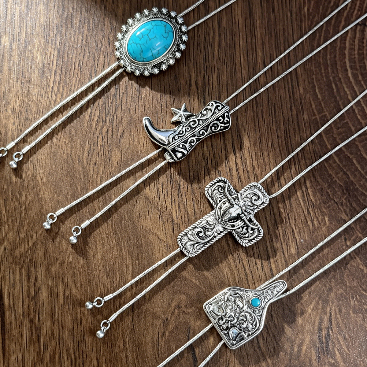 Wholesale Women S Turquoise Necklace Zinc Alloy Adjustable Chain Retro Bohemian Ethnic Style Jewelry Accessory