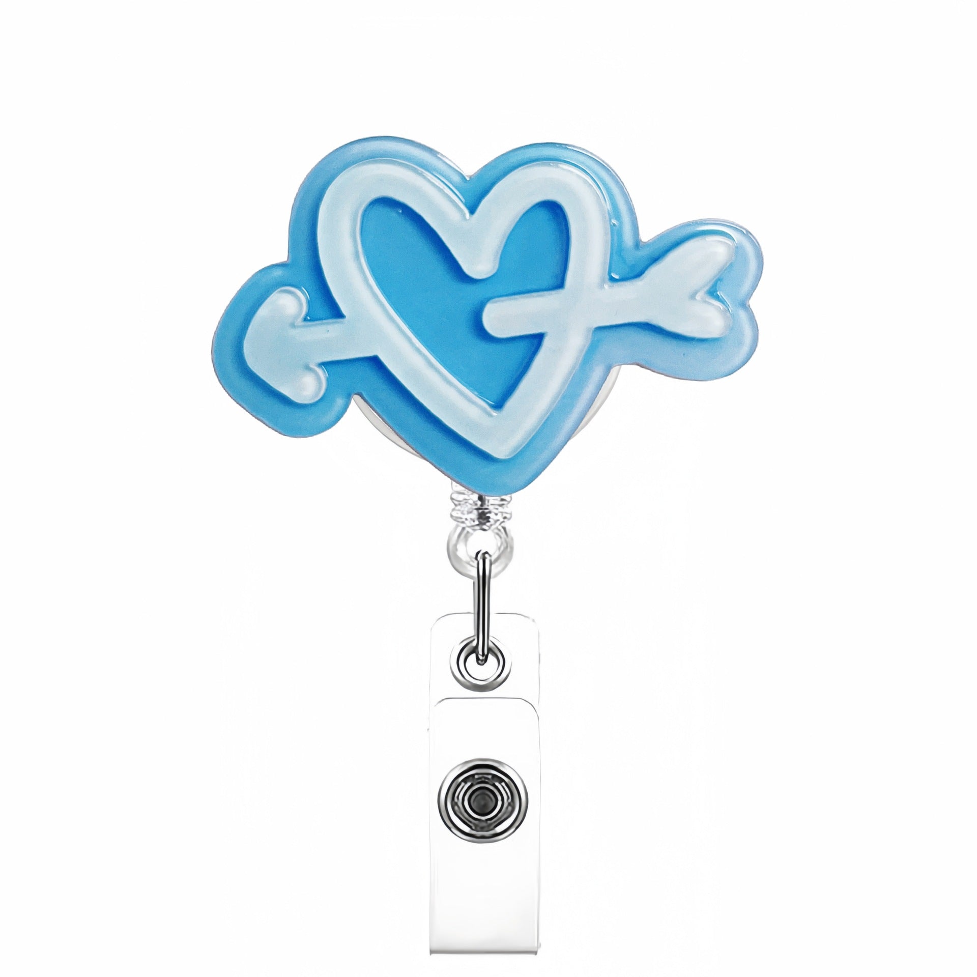 Wholesale Colorful 3D Double-layer Heart-shaped Acrylic Retractable Clip Badge Keychain