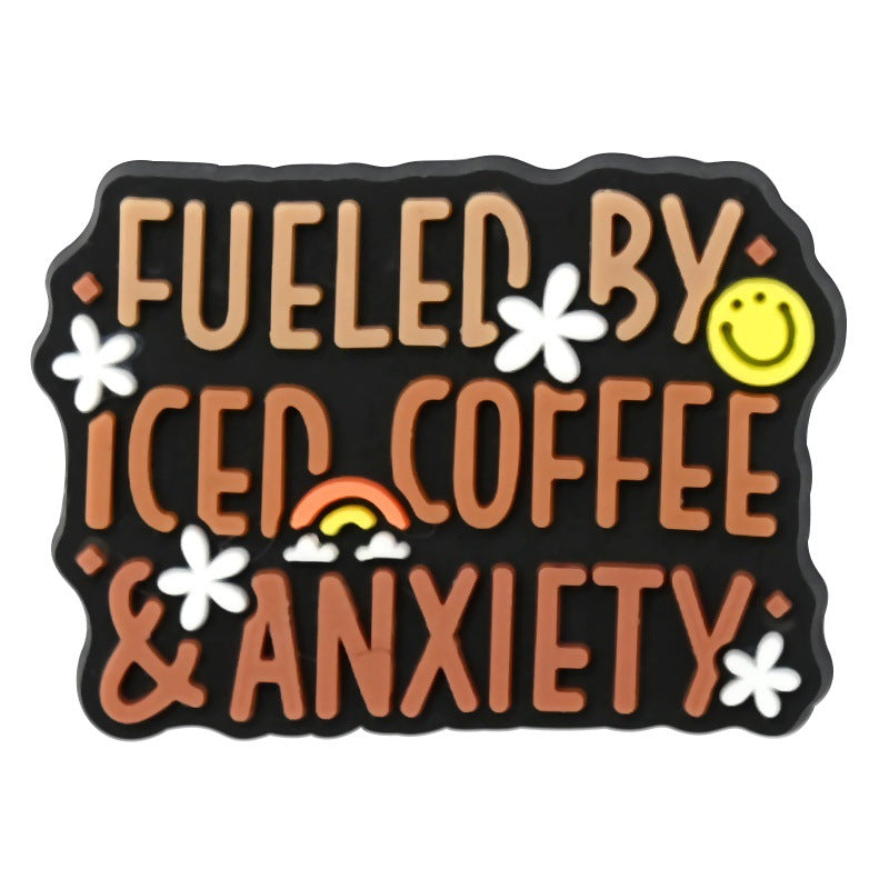 Wholesale Random 100pcs  coffee series   PVC Soft Rubber Shoe Buckle Decoration