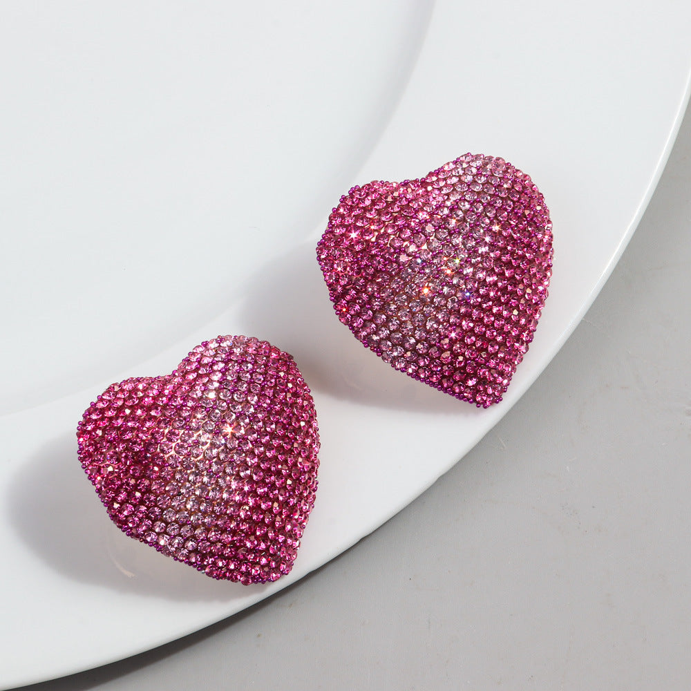 Wholesale Gradient Color Rhinestone Metal Earrings ACC-ES-ChouD004