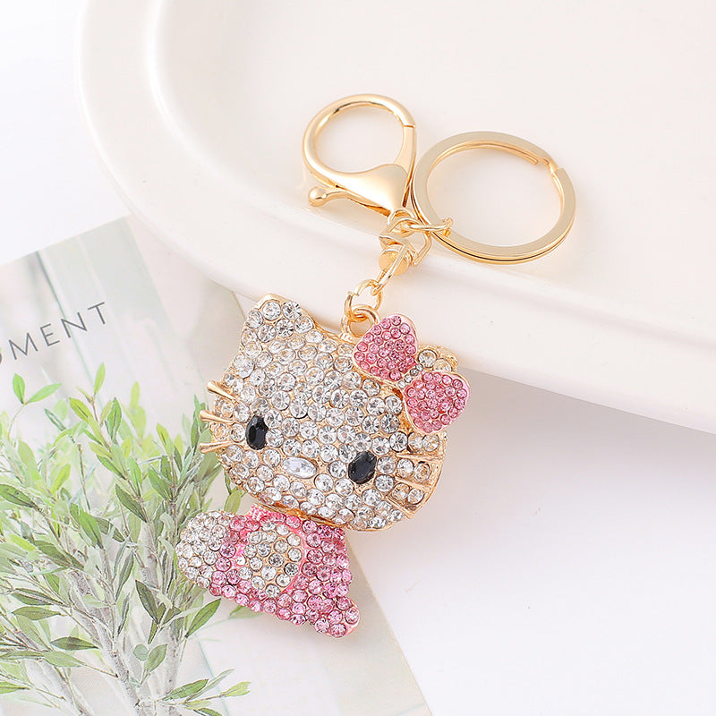 Wholesale Rhinestone cat car keychain