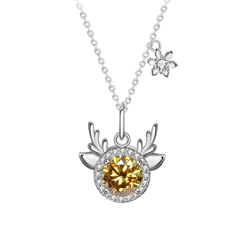 Wholesale Moissanite 925 Silver Deer Antler Necklace