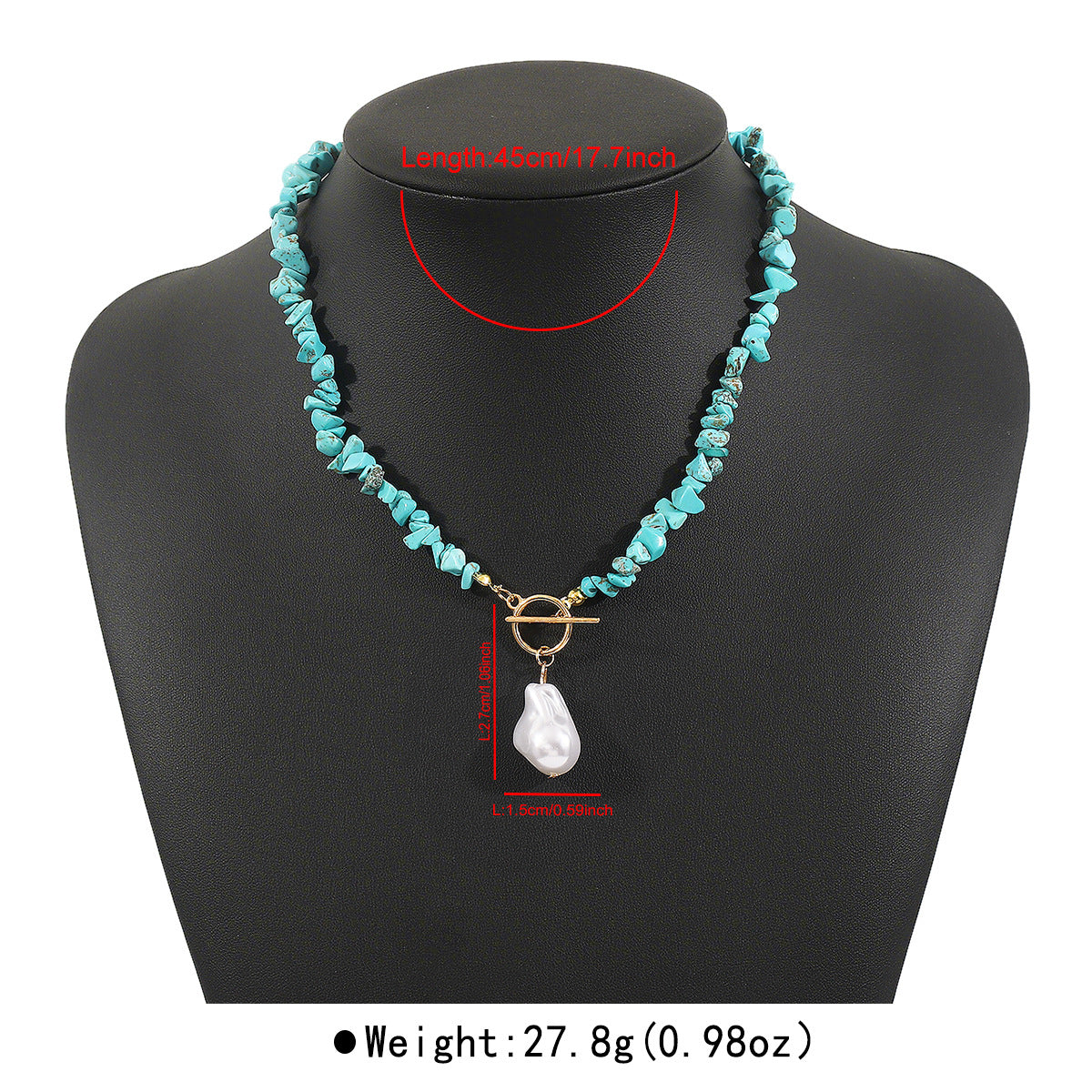 Wholesale Design Special-Shaped Pearl Pendant Ot Buckle Necklace Retro Ethnic Style Fashion Green Turquoise Bracelet