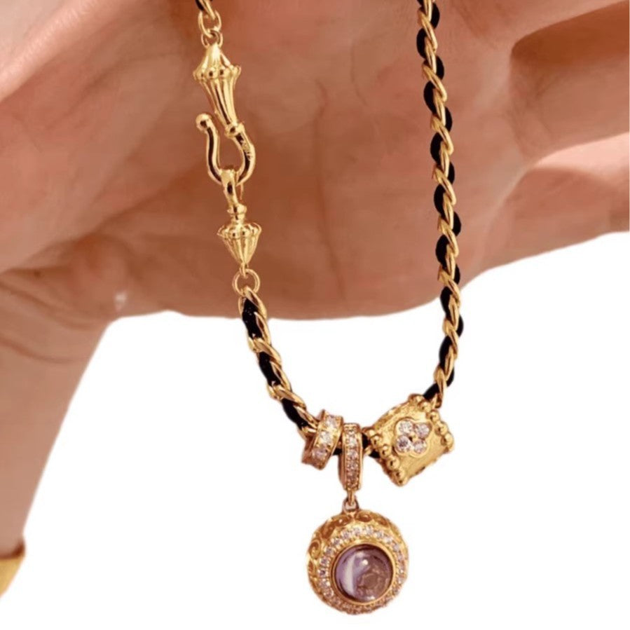 Wholesale Copper Electroplated Black Gold Purple Crystal Zircon Bracelet For Women Stylish Jewelry Accessory