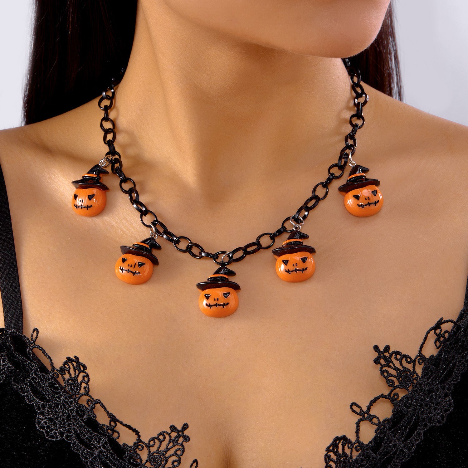 Wholesale Halloween funny necklace creative pumpkin ghost face pendant necklace