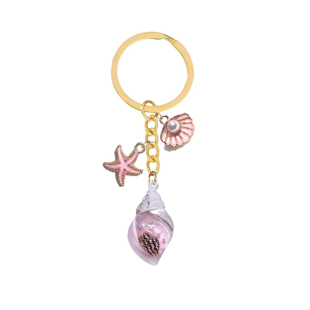 Wholesale Summer Luminous Keychain Starfish Conch Shell Keychain ACC-KC-YuChan004