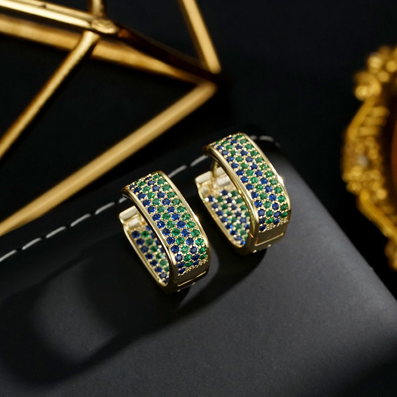 Wholesale  Luxury Micro-inlaid Zircon Geometric Earrings