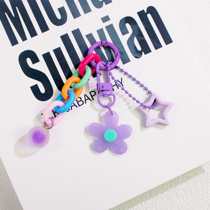 Wholesale flower keychain acrylic ornaments colorful stars  keychain