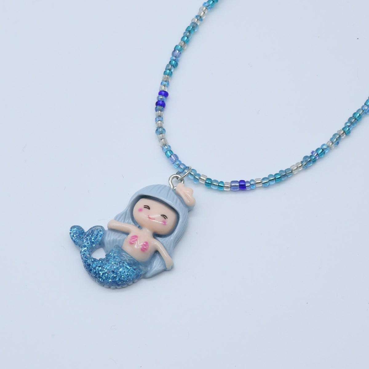 Wholesale gradient mermaid necklace  rice beads beaded necklaces