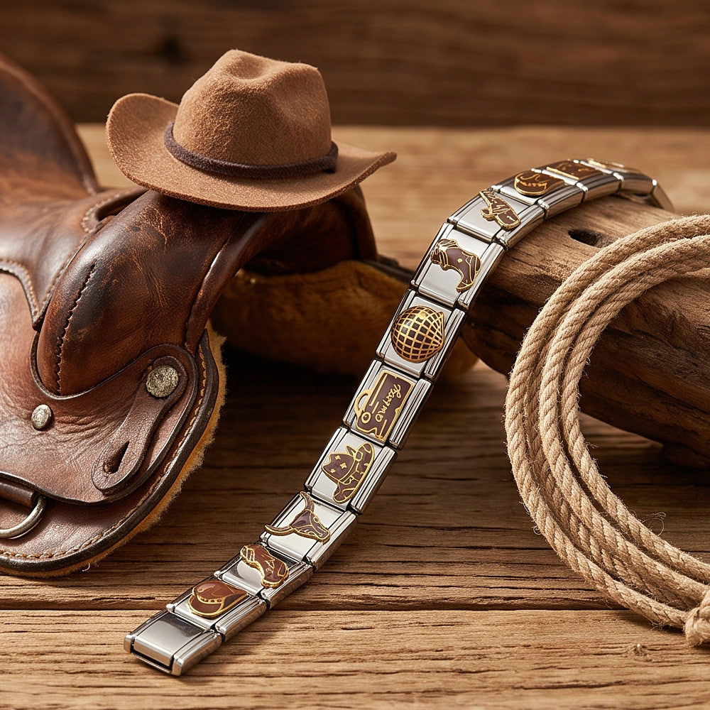 Wholesale Stainless Steel DIY Modular Bracelet,  Vintage Wild West Cowboy Style,  Fashion Accessory for Resale