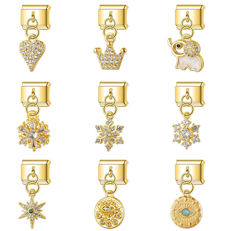 Wholesale Italian Charm Bracelet 9mm DIY Splicing Diamond Splicing Stainless Steel Composable Bracelet