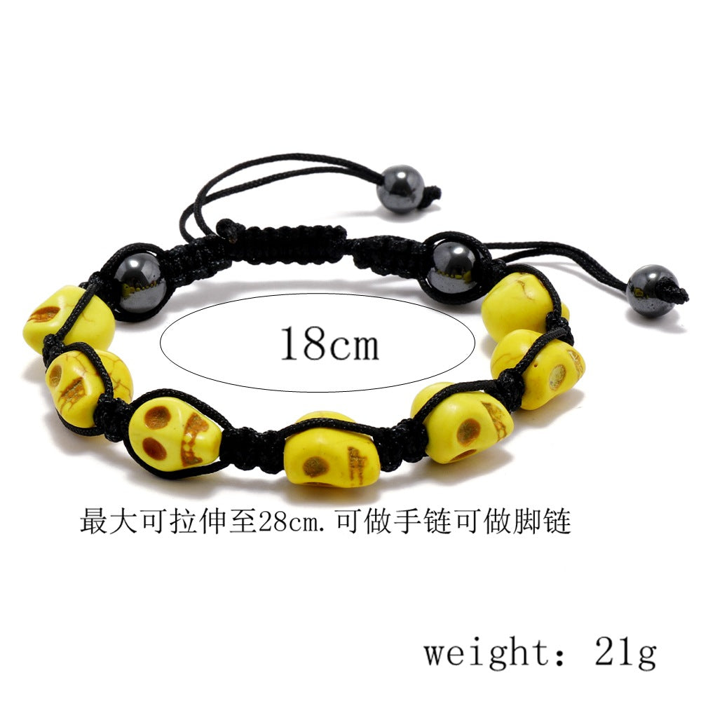 Wholesale Skull Design Handmade Braided Red Plastic Bracelet Women' s Fashion Accessory Casual Gift