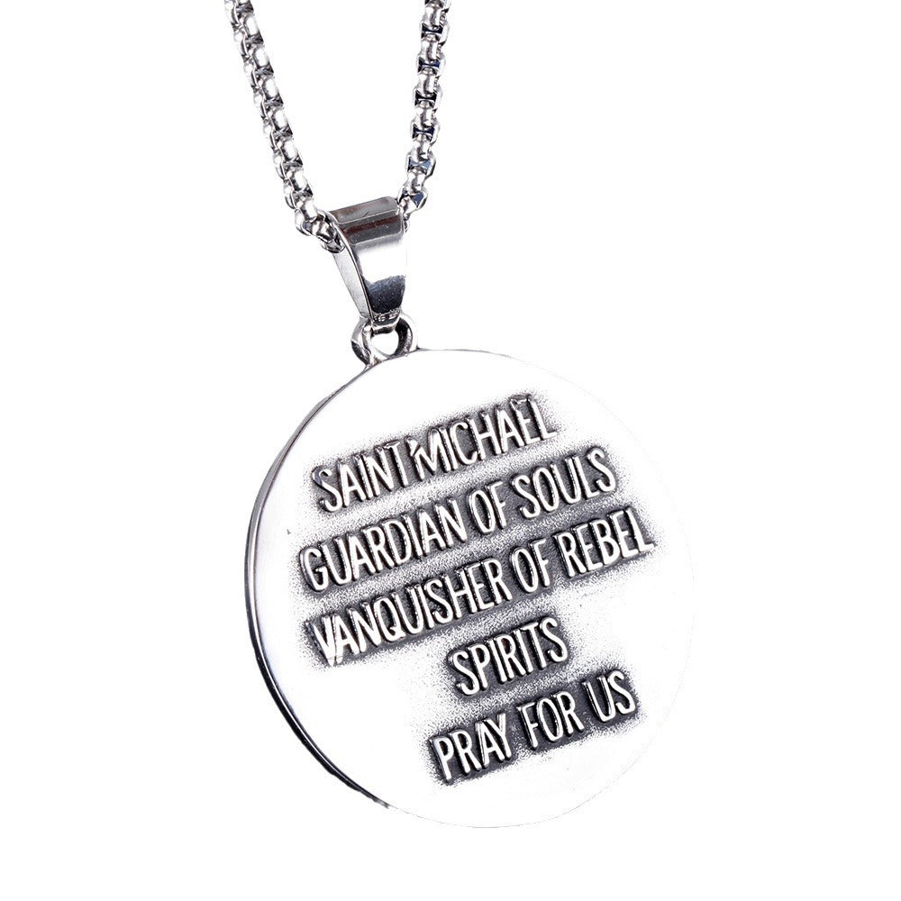 Wholesale Archangel Saint Michael titanium steel necklace