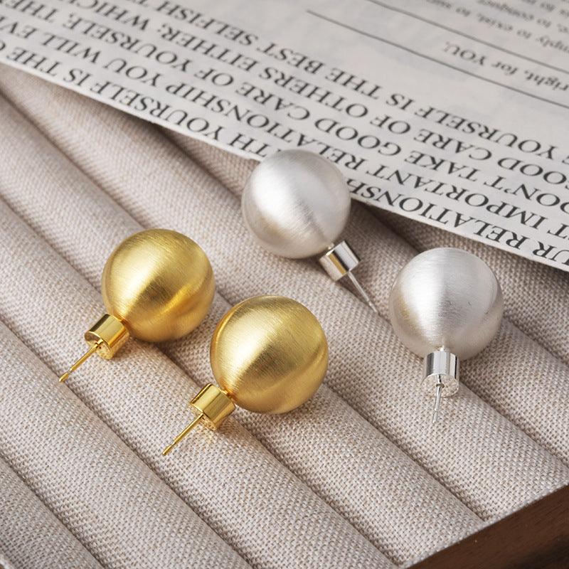 Wholesale Fashion Small Style Wire-drawing Hollow Ball Earrings