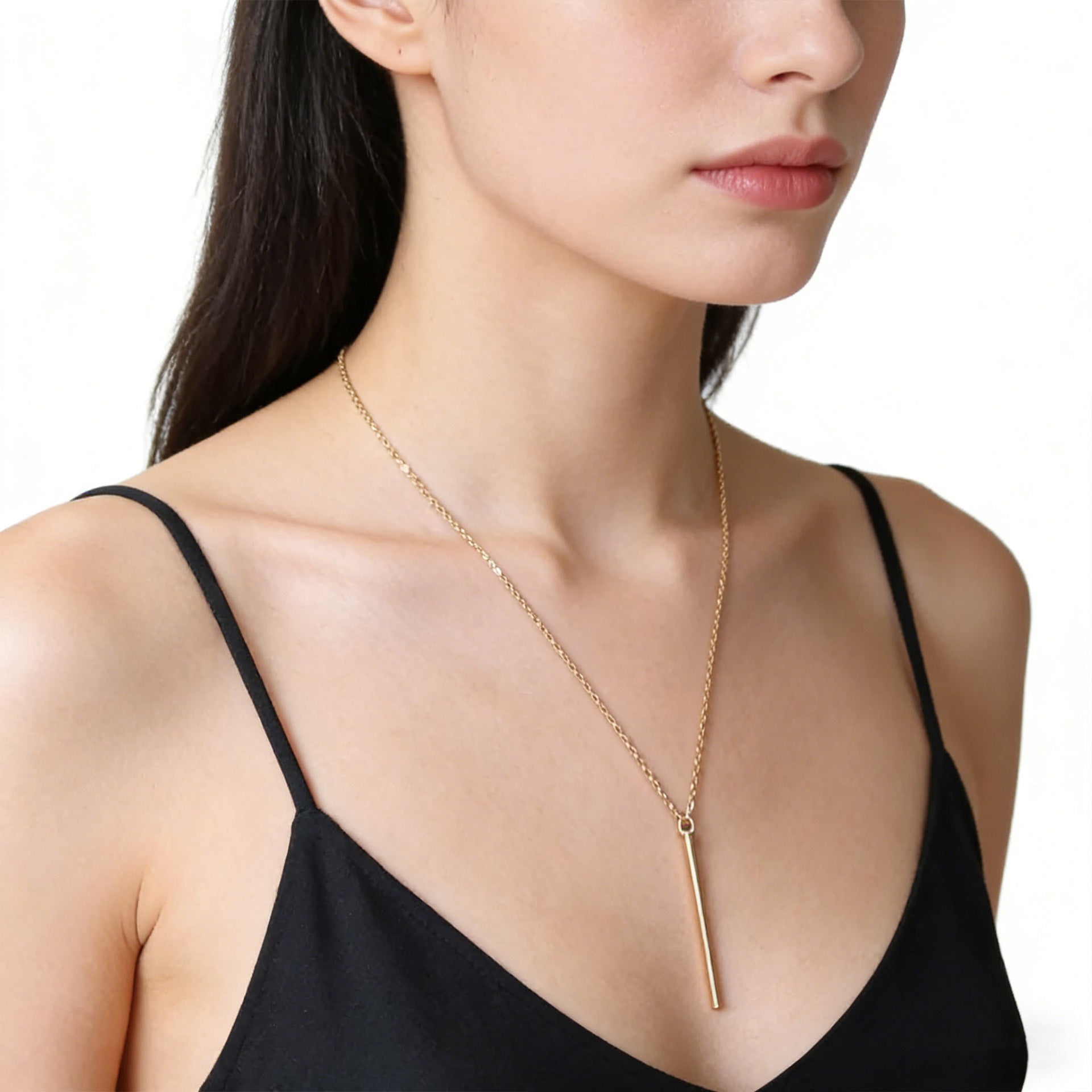Wholesale Minimalist Bar Pendant Necklace Gold Alloy Electroplated Stylish Women S Clavicle Chain Fashion Accessory Boutique Resale