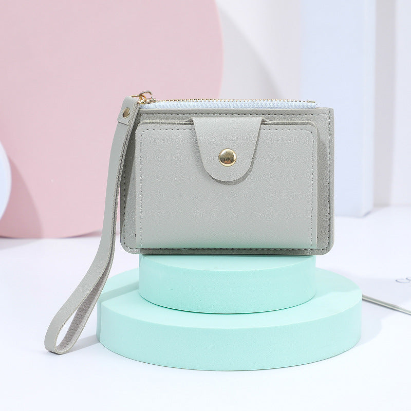 Wholesale wrist strap card holder card holder solid color mini wallet