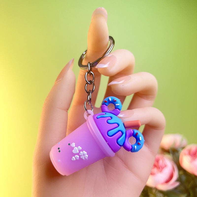 Wholesale Korean Style Ice Cream and Milk Tea Silicone Keychain,  Fashion Car Key Accessory,  Boutique Gift