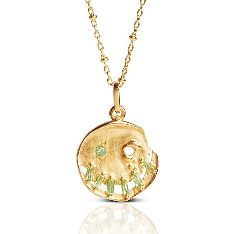 Wholesale  light luxury smile pumpkin inlaid zircon 12 birthstone necklace