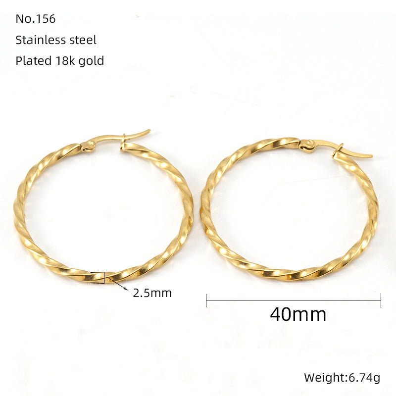 Wholesale  18K titanium steel personality circle earrings