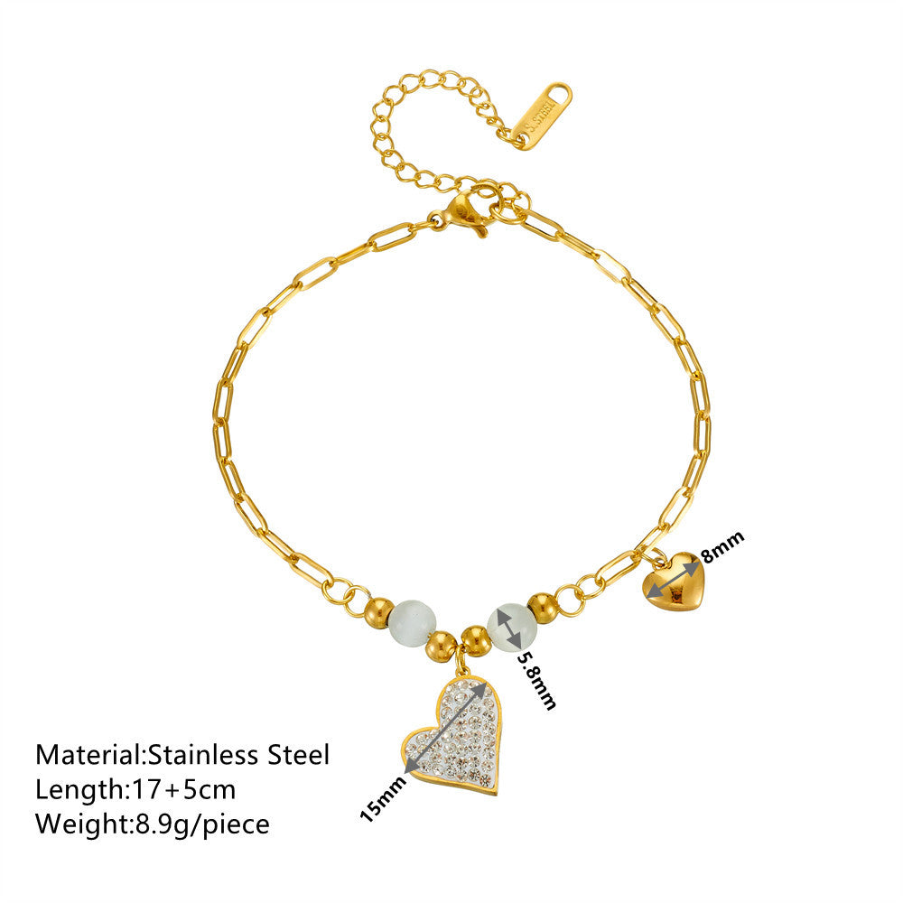 Wholesale Titanium Steel Heart Valentine's Day Bracelet