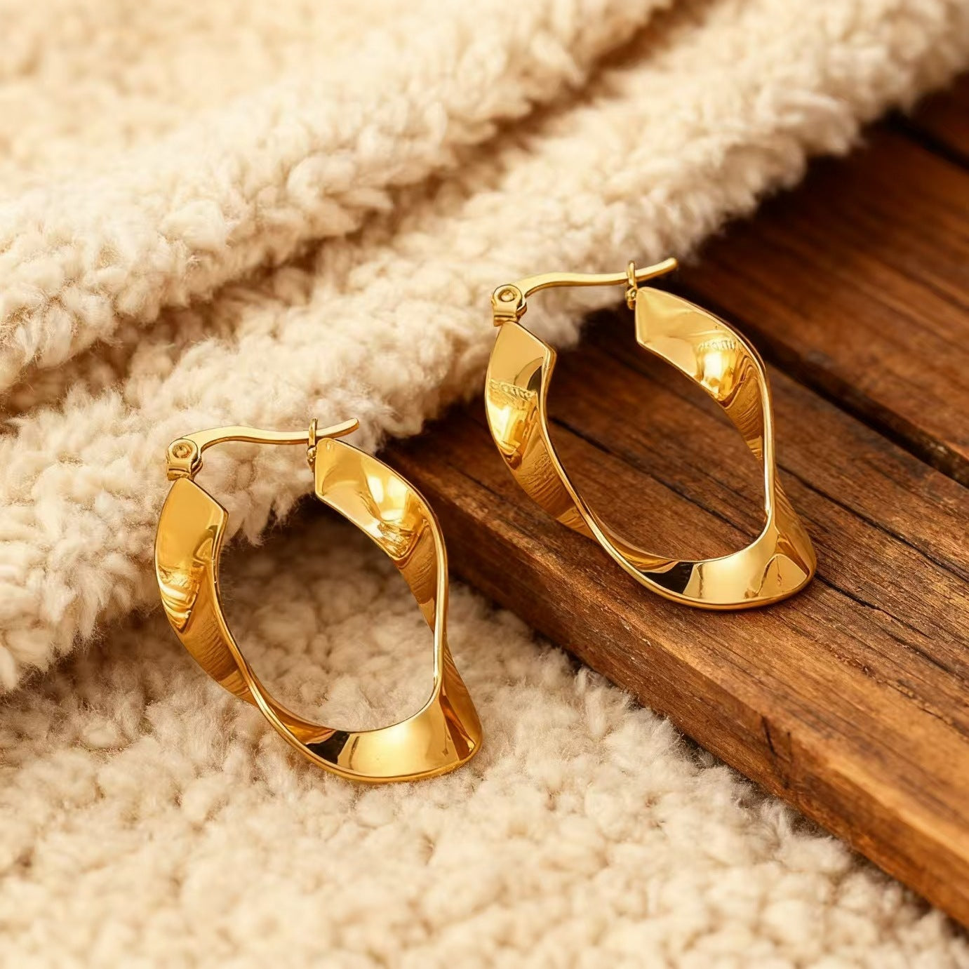 Wholesale titanium steel twisted braid small hoop earrings stainless steel earrings