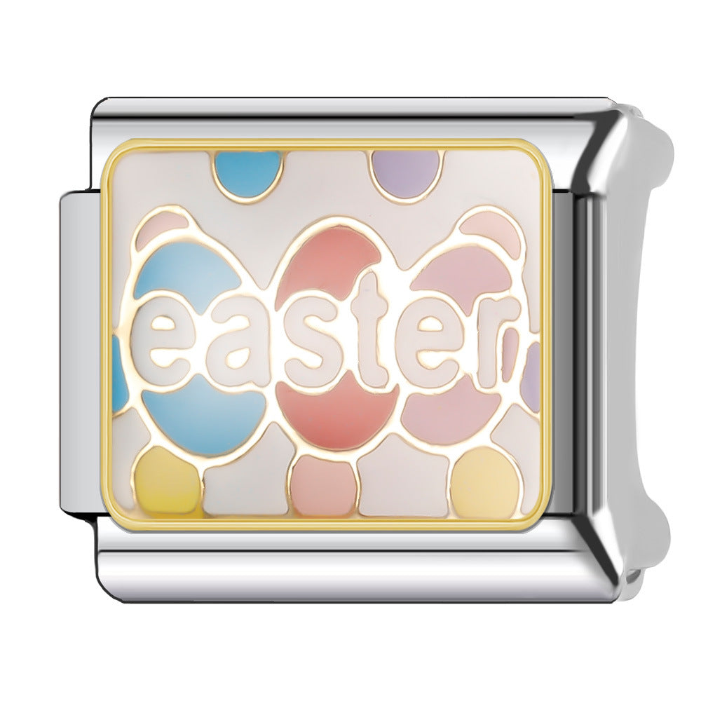 Wholesale Italian Charm Bracelet 9mm DIY Splicing English Series Cute Cartoon Stainless Steel Composable Bracelet