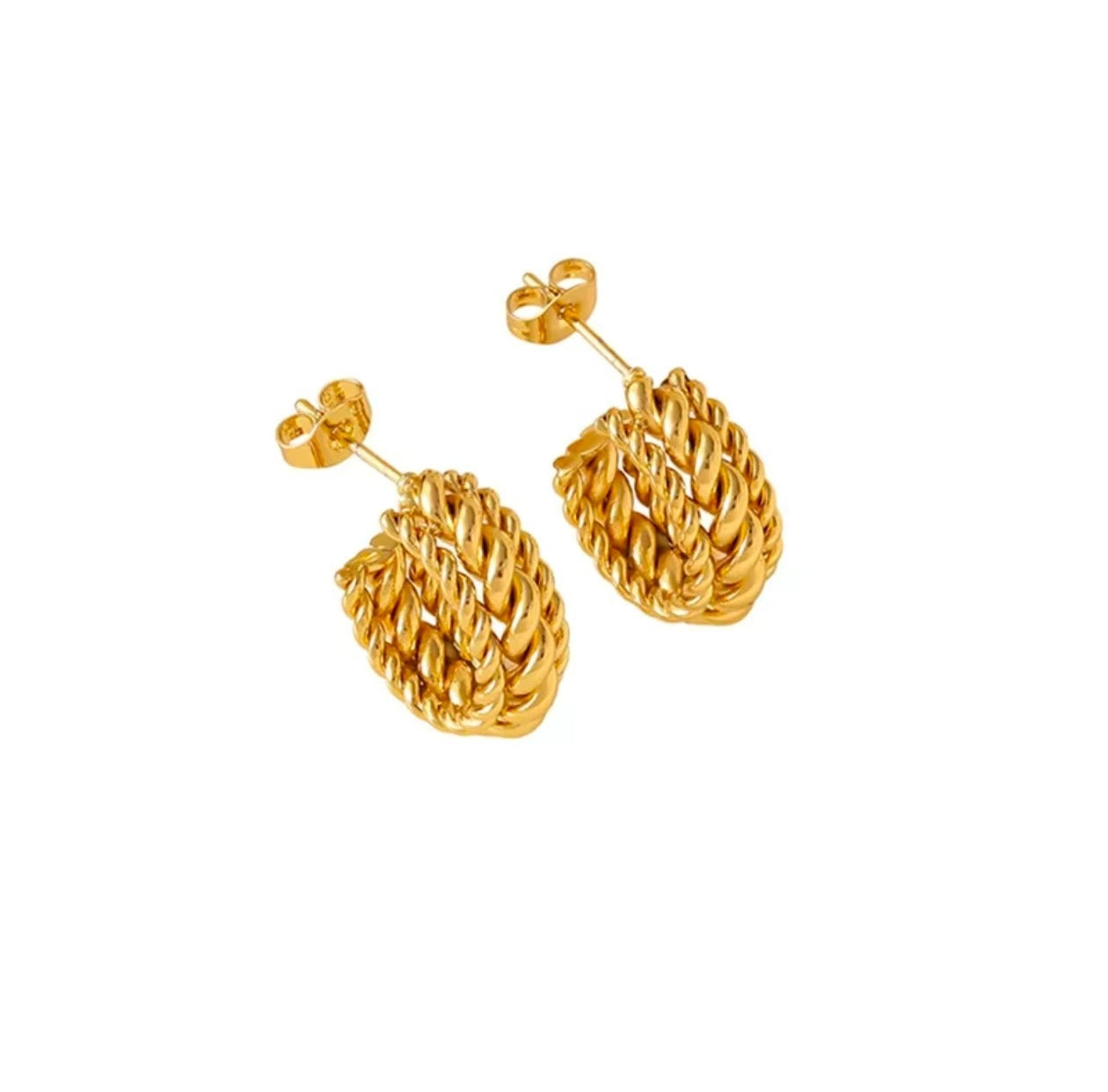 Wholesale Stainless steel twisted pattern,  luxurious and sophisticated square titanium steel stud earrings