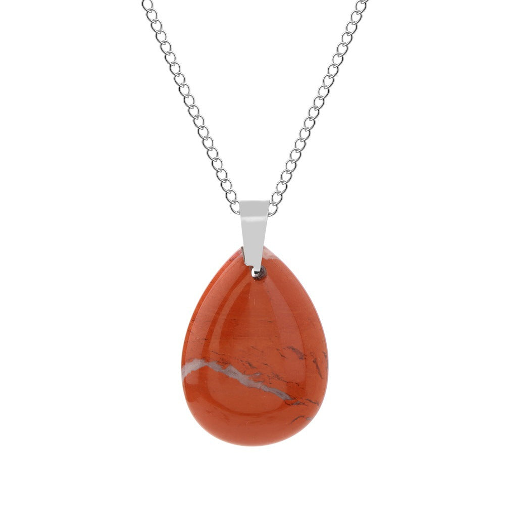 Wholesale Natural Crystal Pendant Necklace Stainless Steel O-Chain with Lobster Clasp Boutique Jewelry Accessory