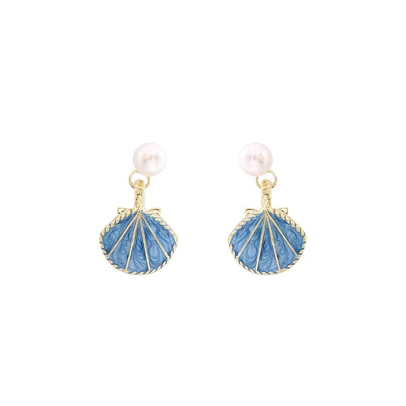 Wholesale Summer Blue Shell S925 Silver Needle Earrings ACC-ES-XiaoCheng002