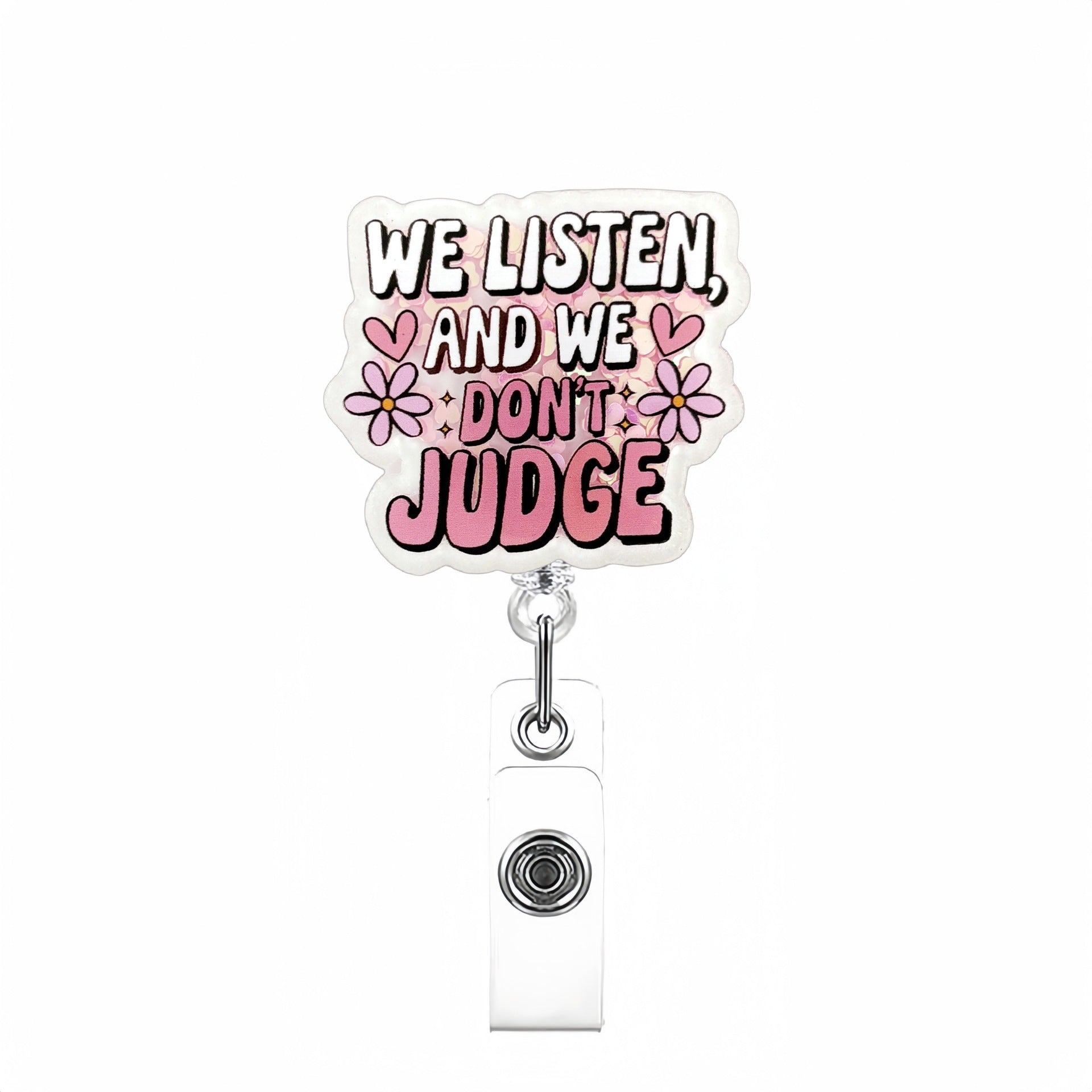 Wholesale Acrylic Quicksand Glitter Badge Reels Keychains