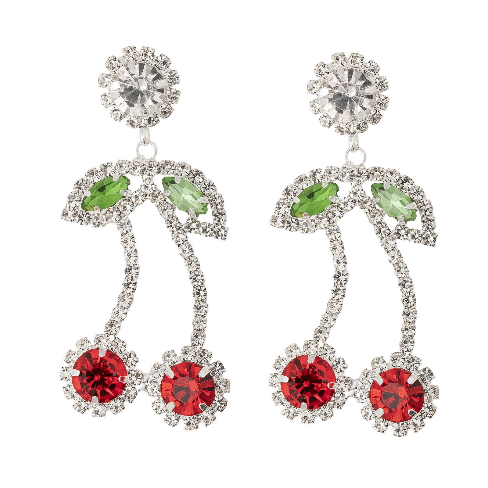 Wholesale Red rhinestone cherry drop earrings
