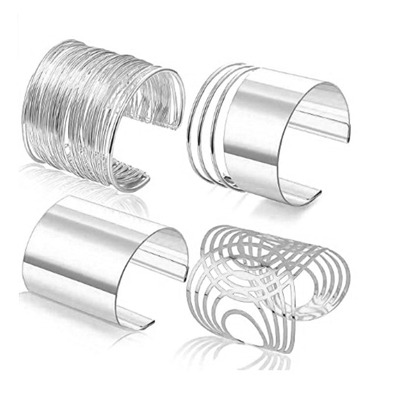 Wholesale  bracelet four-piece suit fashion exaggerated metal iron hollow bracelet