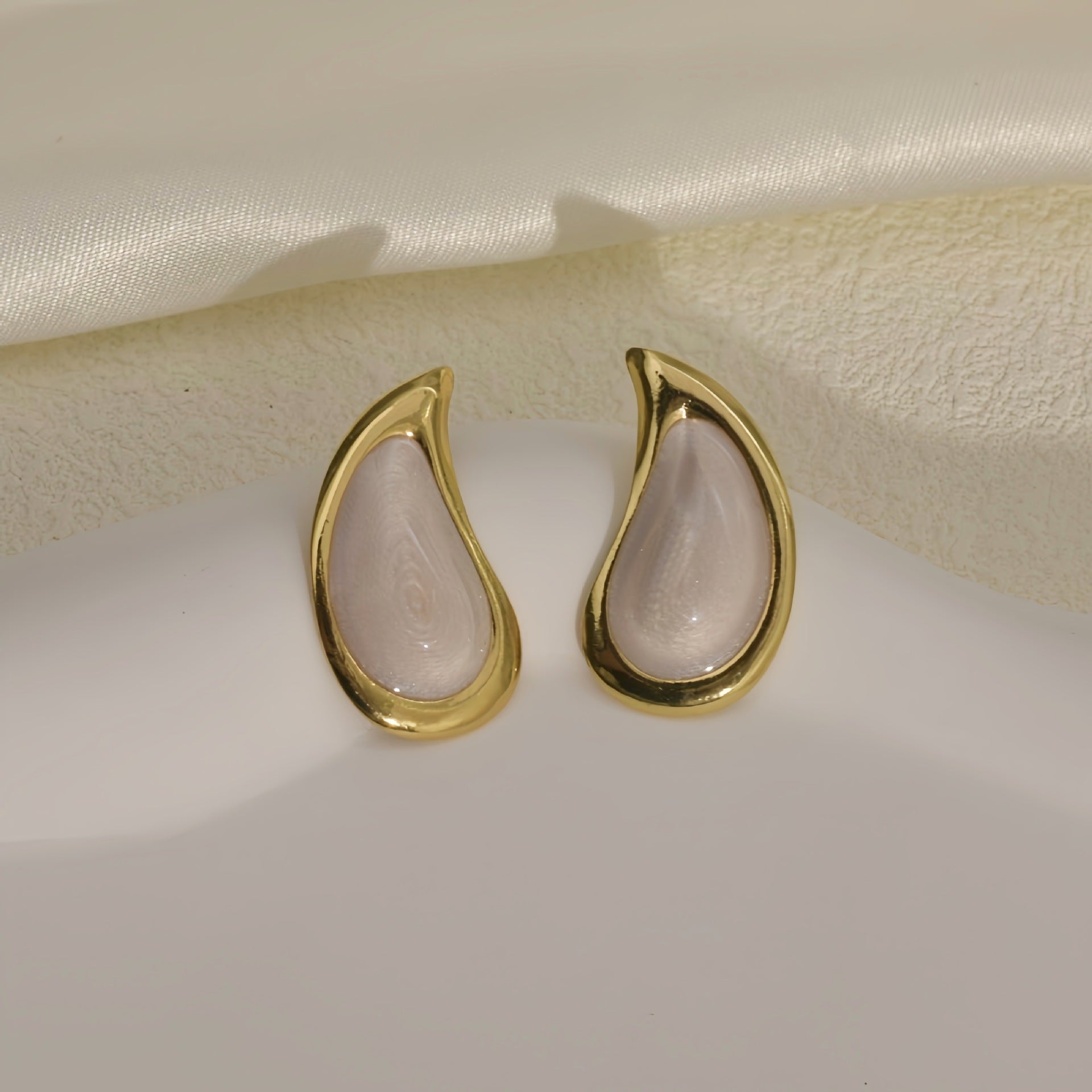 Wholesale Stainless Steel Teardrop Enamel Morandi Color Earrings