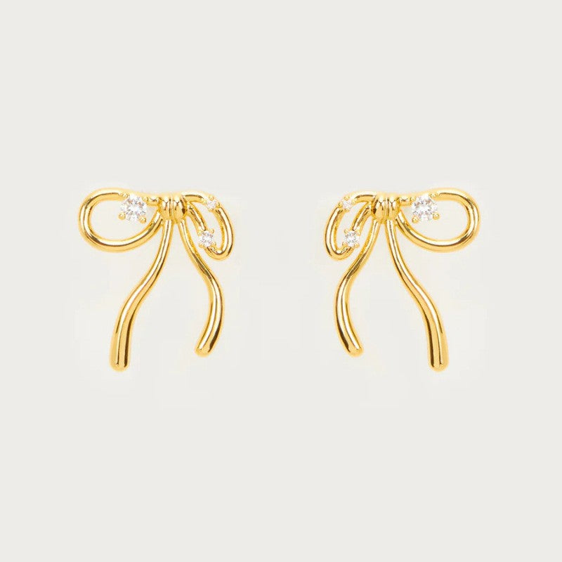 Wholesale  bow zircon copper gold plated rings earrings necklace