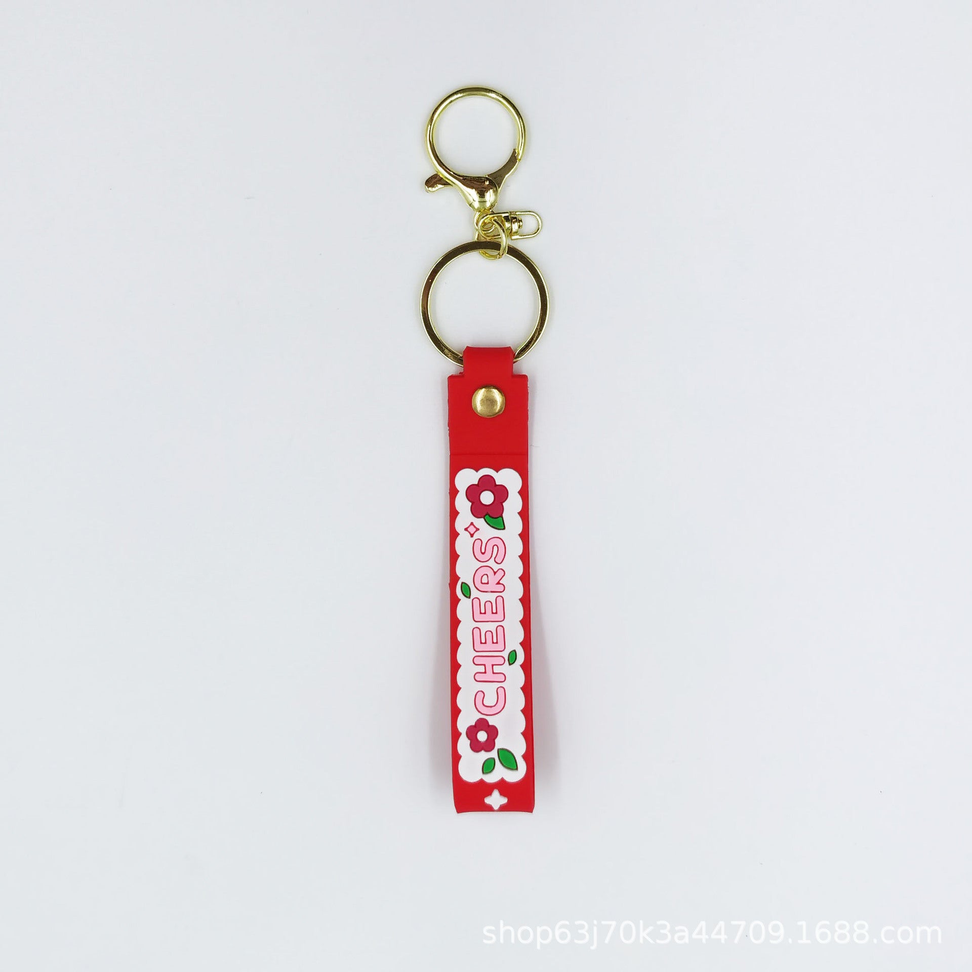 Wholesale 10pcs Plum blossom letter PVC soft glue lanyard keychain