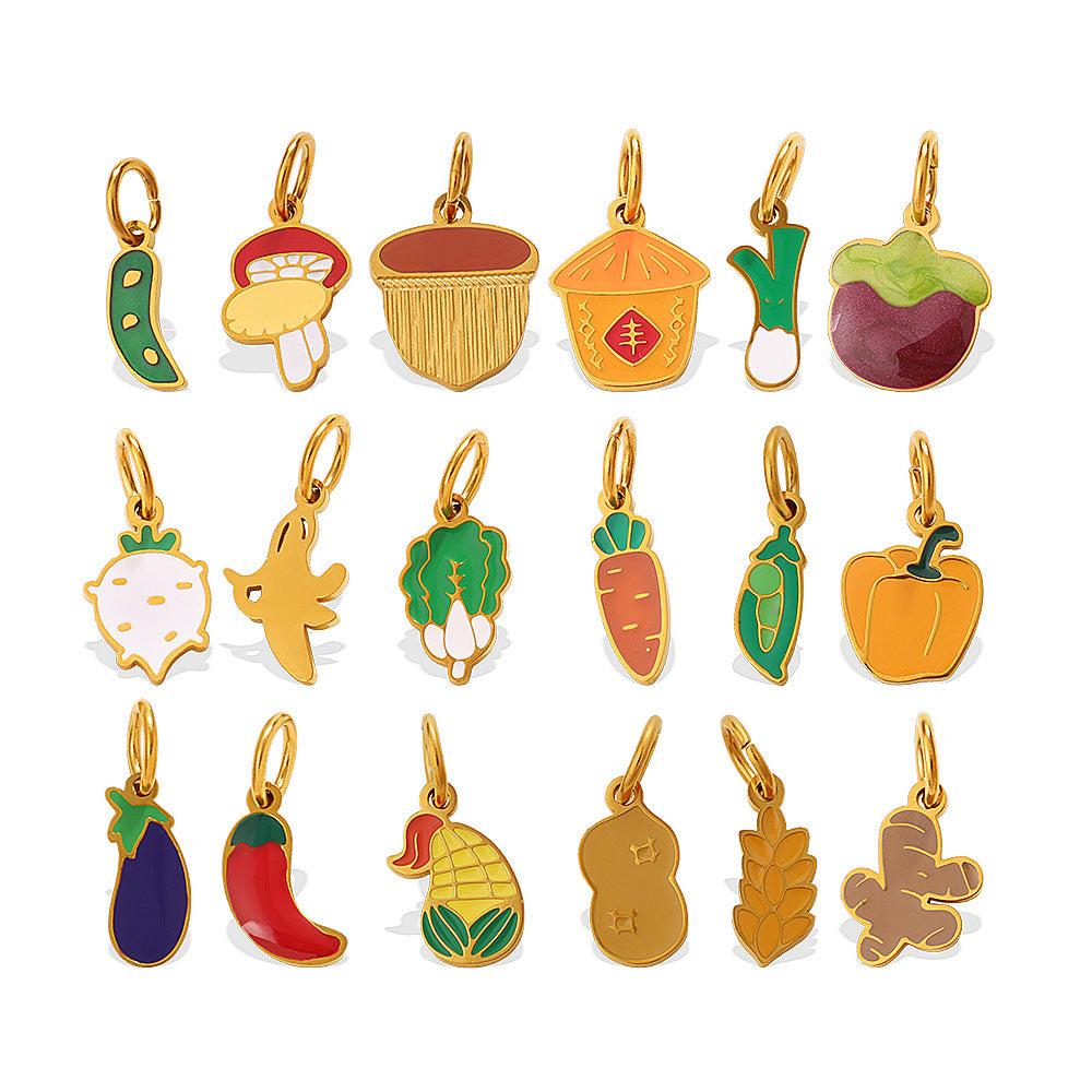 Wholesale Vegetable Series Dripping Oil Charms for Jewelry