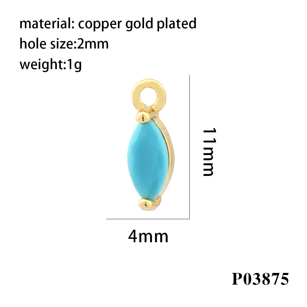 Wholesale 18K gold-plated micro-inlaid zircon colorful geometric marquise pendant