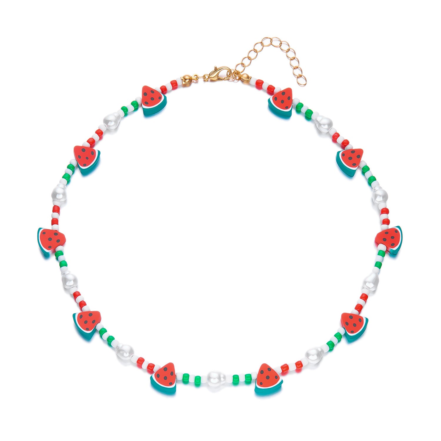 Wholesale  Soft Pottery Watermelon Strawberry Rice Beads Pearl Necklace