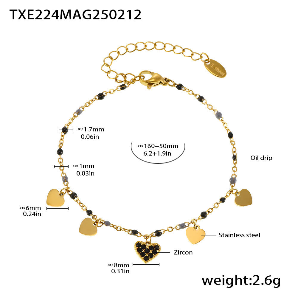 Wholesale zircon titanium steel necklace love clavicle chain