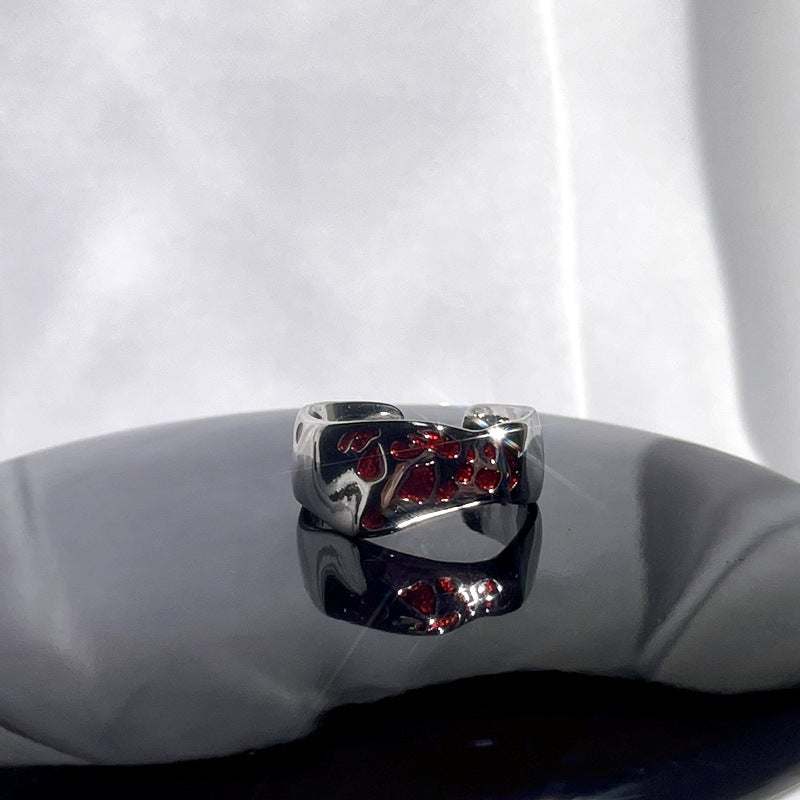 Wholesale  red enamel sweet cool punk ring
