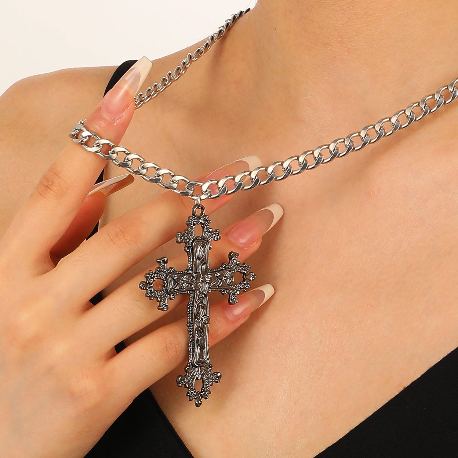 Wholesale Cross Pendant Necklace  Retro Gothic Punk Fashion  Necklace