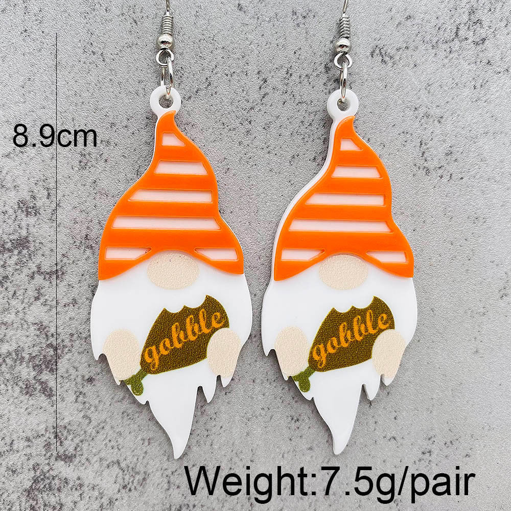 Wholesale Thanksgiving Dwarf Pumpkin Turkey Three-dimensional Pendant Acrylic Earrings ACC-ES-ChenY079