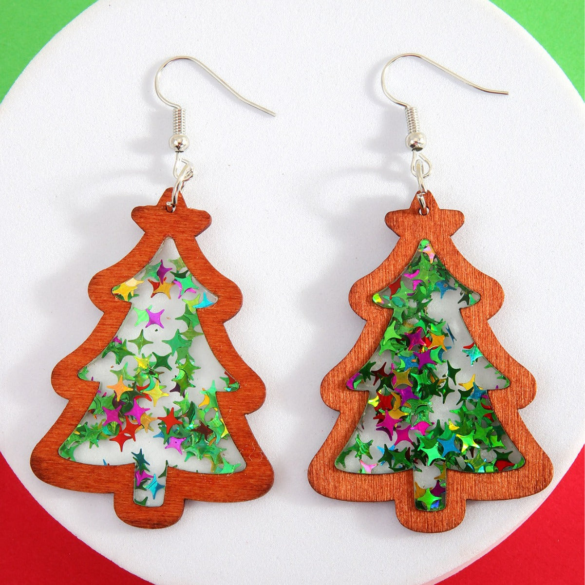 Wholesale Christmas Tree Acrylic Sequin Earrings